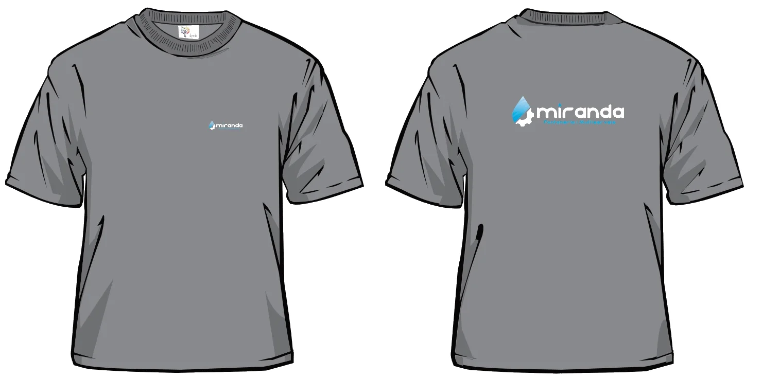 Diseño de camiseta con el logotipo de Miranda Fontaneria i Multiserveis