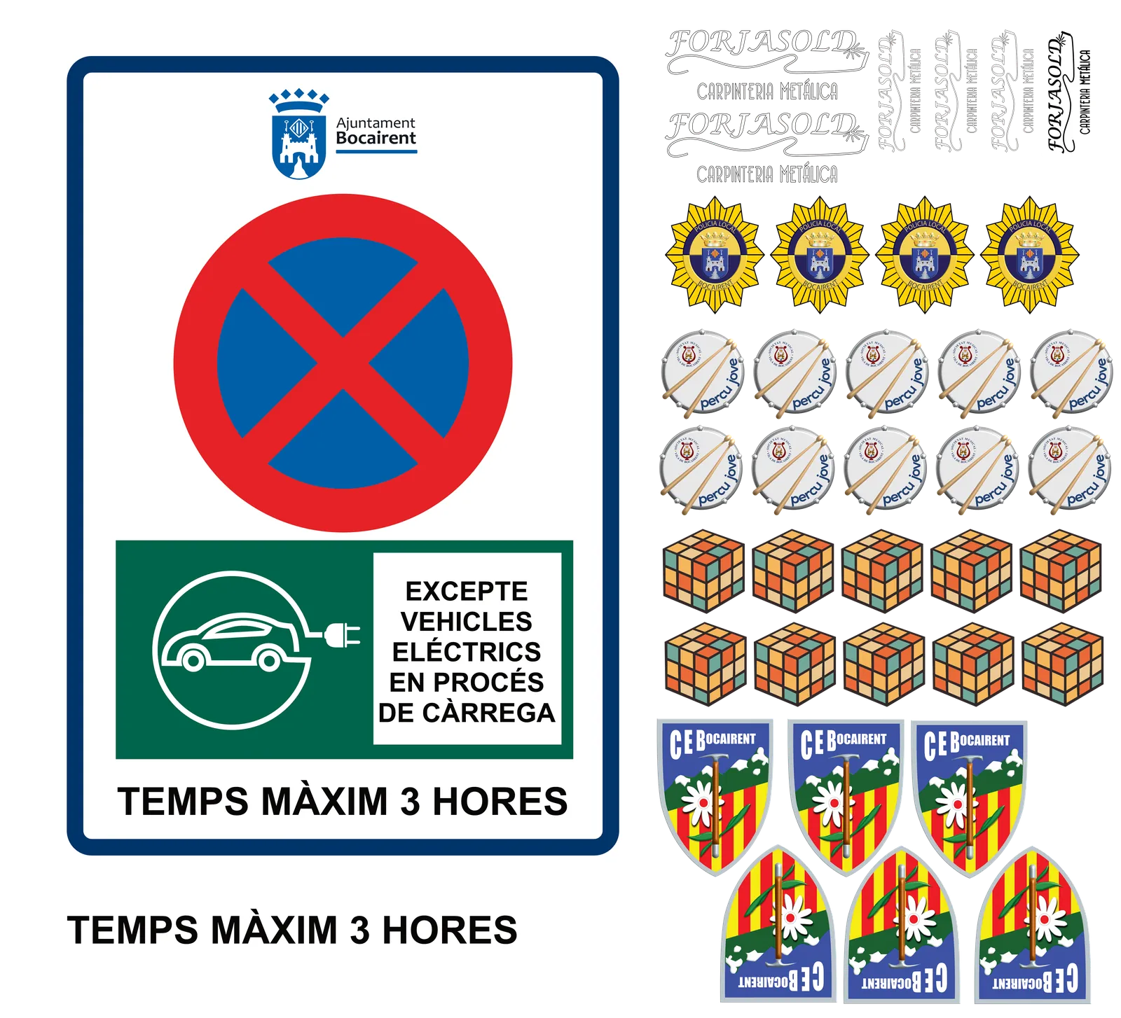 Señal de aparcamiento para recarga de vehículos eléctricos y medallas impresas con DTF UV