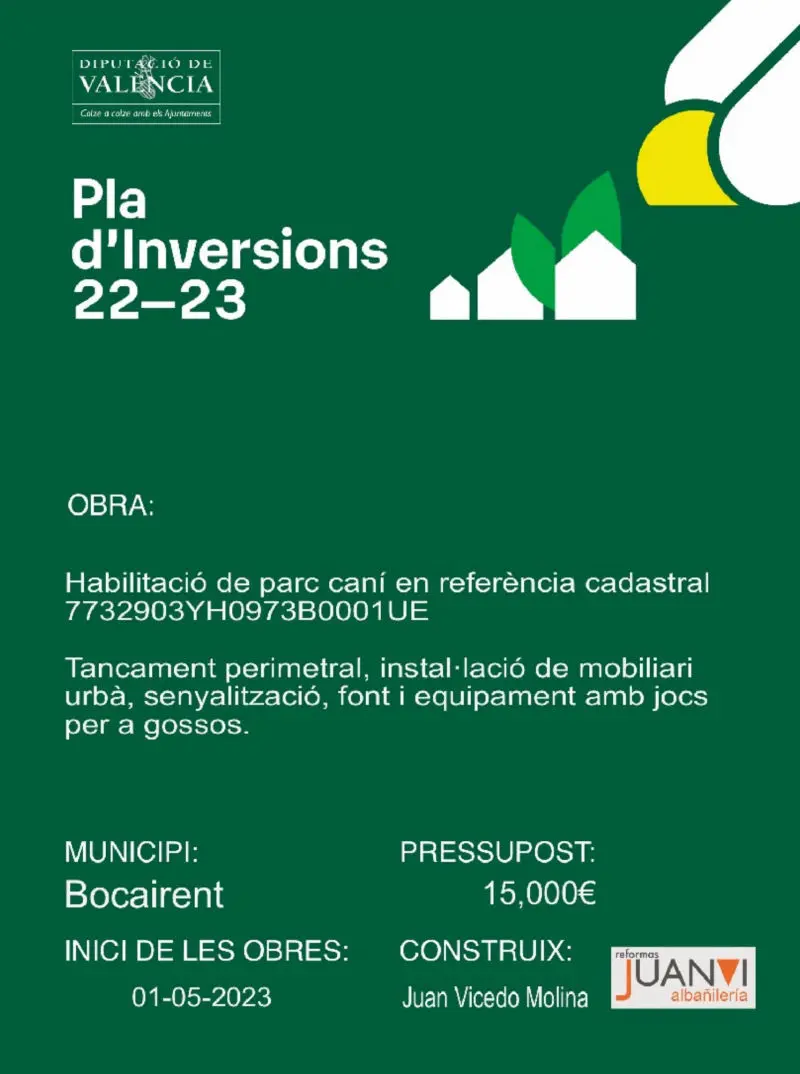 Lona impresa para valla de obra pública, Bocairent