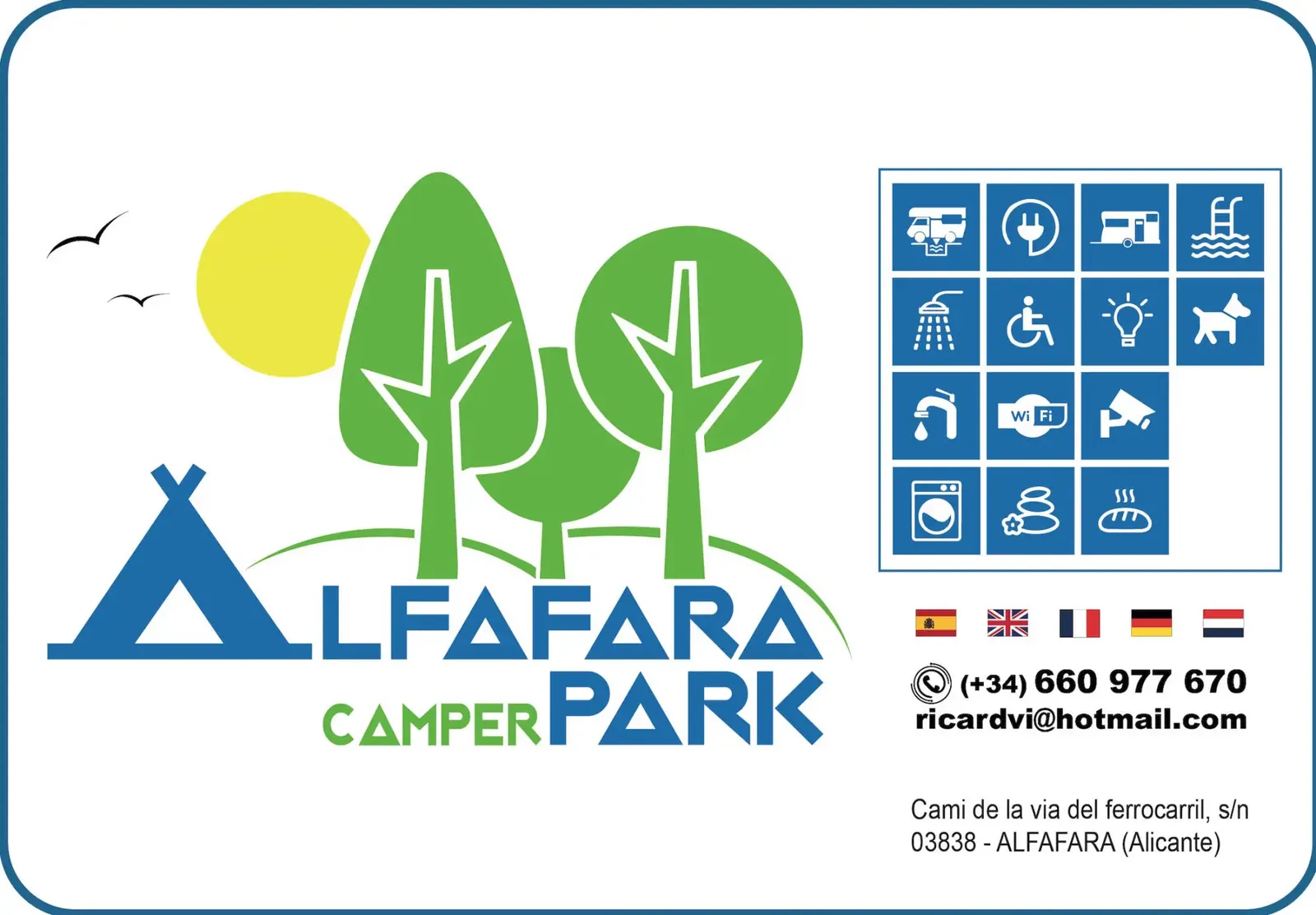 Cartel impreso para un área de autocaravanas